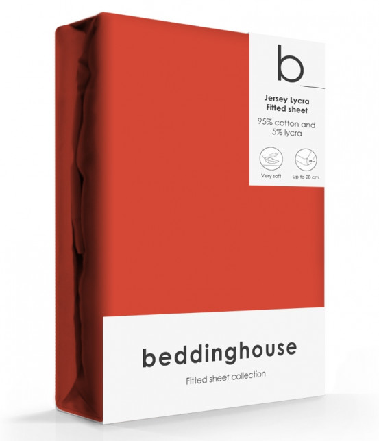 Beddinghouse Jersey-Lycra Hoeslaken Coral Red