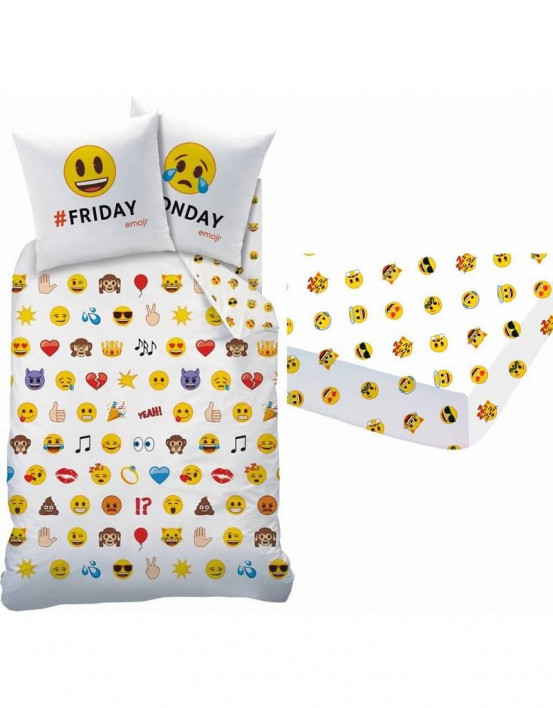 Emoji Emotions dekbedovertrek en hoeslaken set