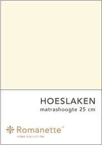 Romanette Hoeslaken Katoen Ivoor-90 x 200 cm