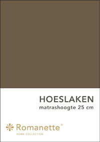 Romanette Hoeslaken Katoen Taupe-90 x 200 cm