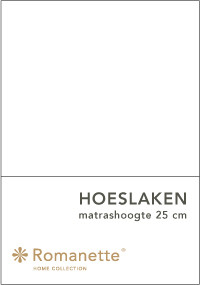 Romanette Hoeslaken Katoen Wit-90 x 200 cm