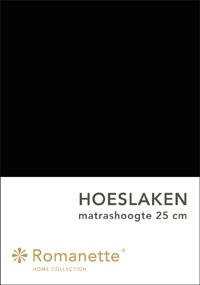 Romanette Hoeslaken Katoen Zwart-90 x 200 cm