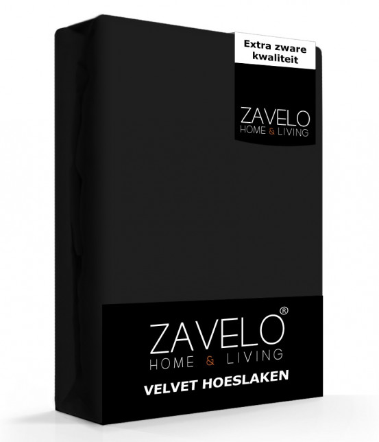 Zavelo Flanel Velvet Hoeslaken Zwart