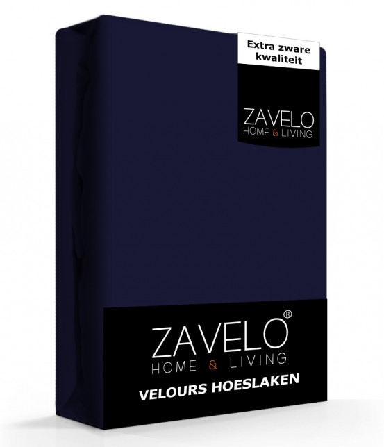 Zavelo Hoeslaken Velours Navy - Fluweel Zacht - 30 cm Hoekhoogte - Rondom Elastiek - Velvet