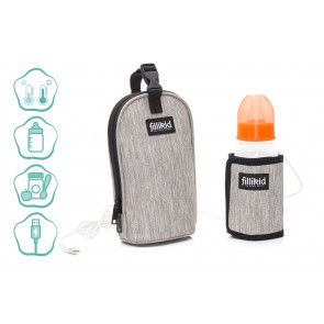 Fillikid Flesverwarmer - Flesverwarmer voor onderweg incl USB - Babyvoeding Verwarmer - Voor thuis en onderweg - Lichtgrijs